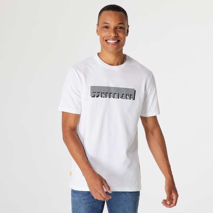 Timberland Ss Branded Linear Erkek Beyaz T-Shirt