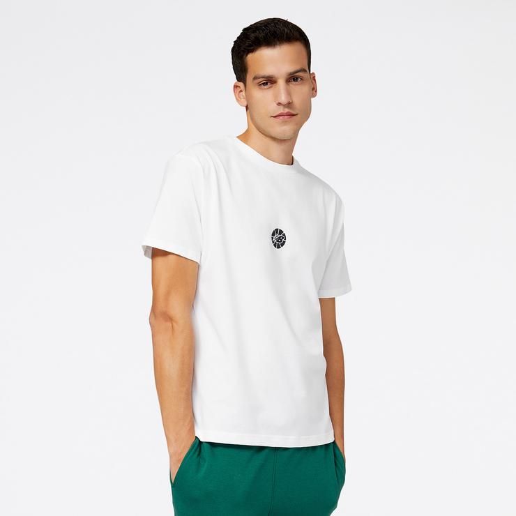 New Balance Hoops Essentials Erkek Beyaz T-Shirt