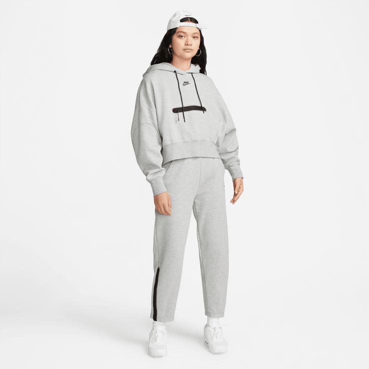 Nike Sportswear Tech Fleece Ekstra Bol Kesimli Kısa Kadın Kapüşonlu Gri Sweatshirt