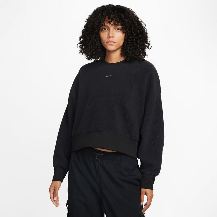 Nike Sportswear Plush Kısa Sıfır Yaka Kadın Siyah Sweatshirt