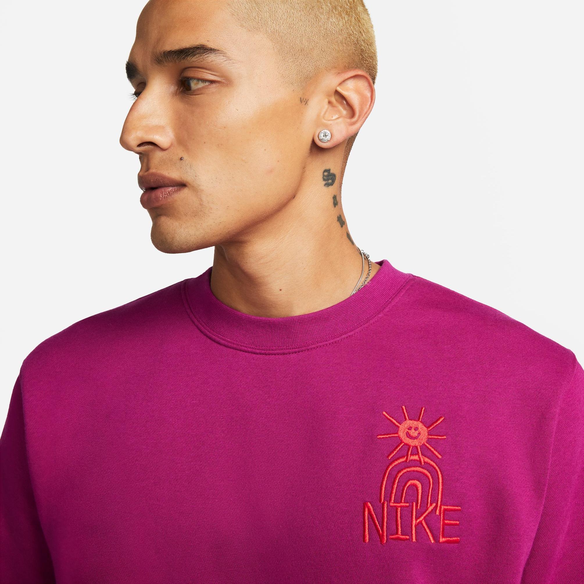  Nike Sportswear Fleece Crew Erkek Beyaz Sweatshirt