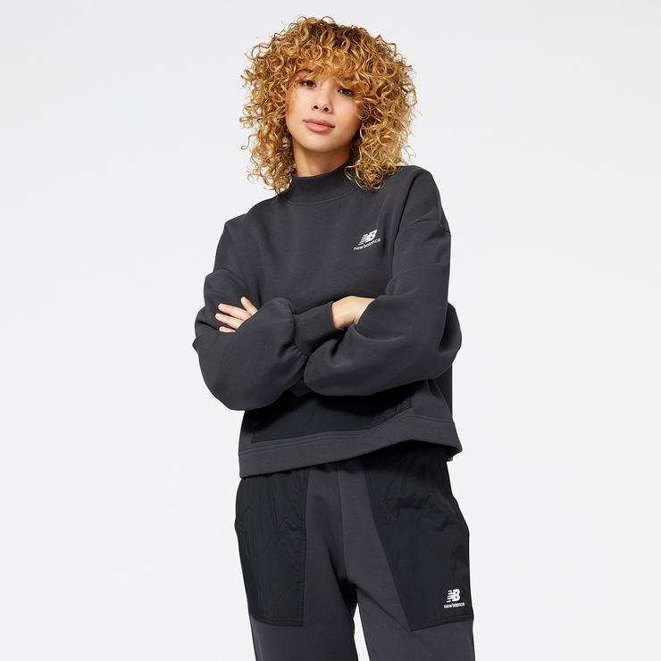 New Balance Athletics Fleece Woven Mix Kadın Siyah Sweatshirt