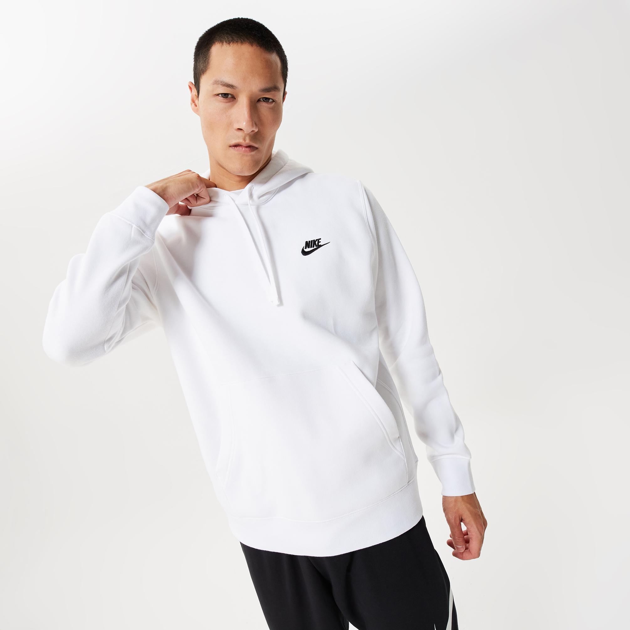  Nike Sportswear Club Fleece Kapüşonlu Erkek Beyaz Sweatshirt