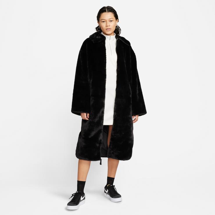 Nike Sportswear Faux Fur Long Kadın Siyah Mont