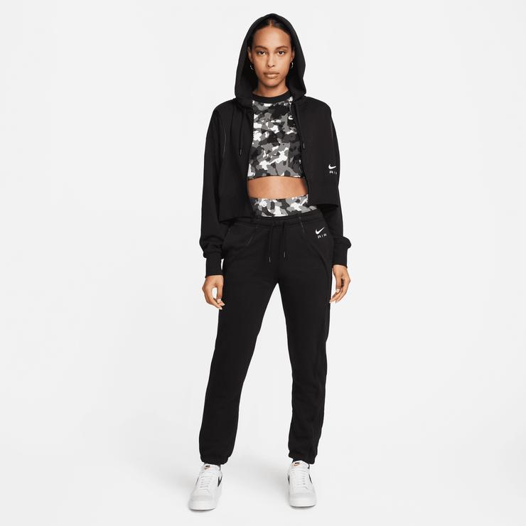 Nike Sportswear Air Fleece Cropped Kadın Siyah Eşofman Üstü