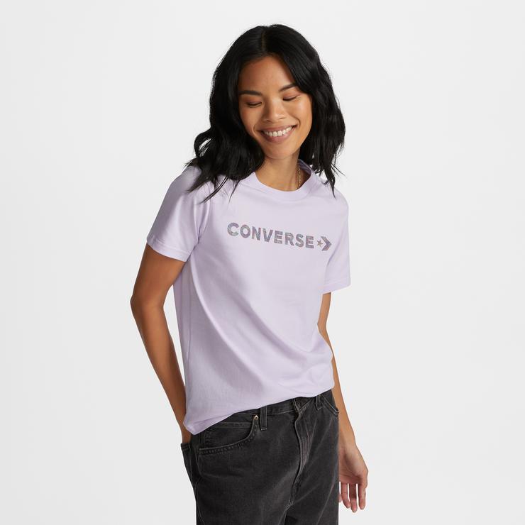 Converse Wordmark  Kadın Mor T-Shirt