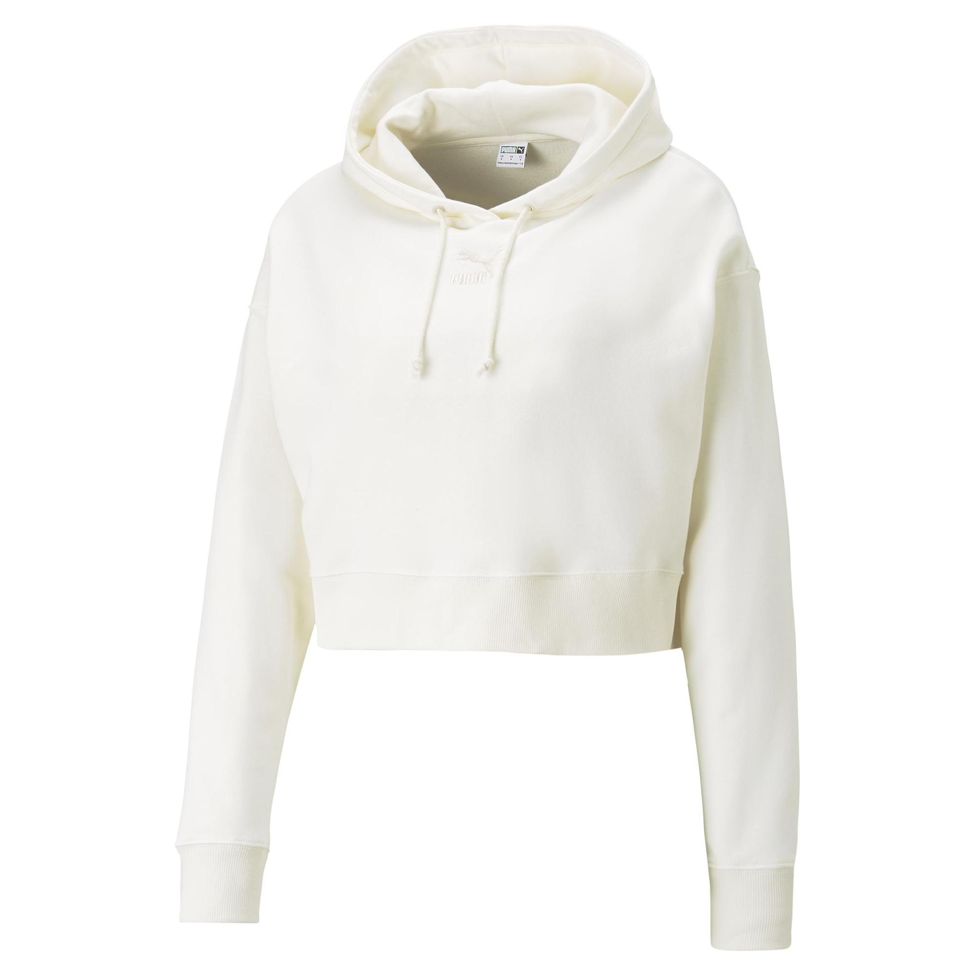  Puma Classics Cropped Hoodie Kadın Beyaz Sweatshirt