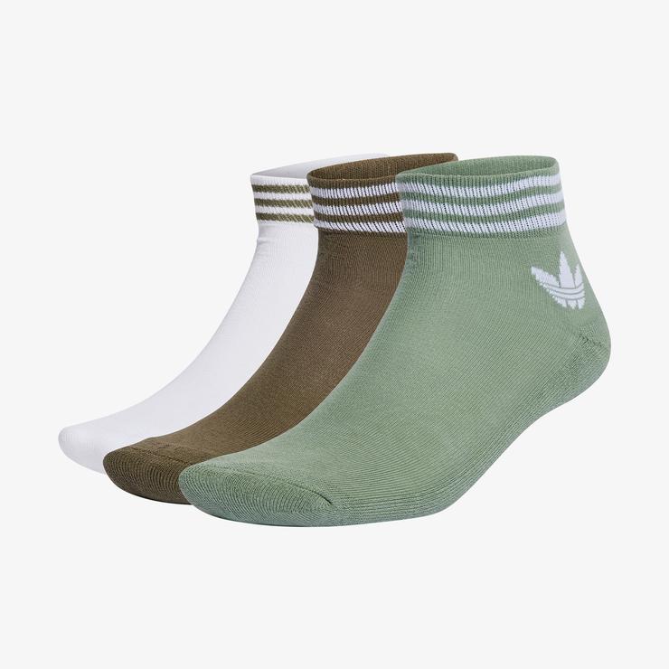 adidas Trefoil 3'lü Unisex Beyaz/Yeşil/Haki Çorap