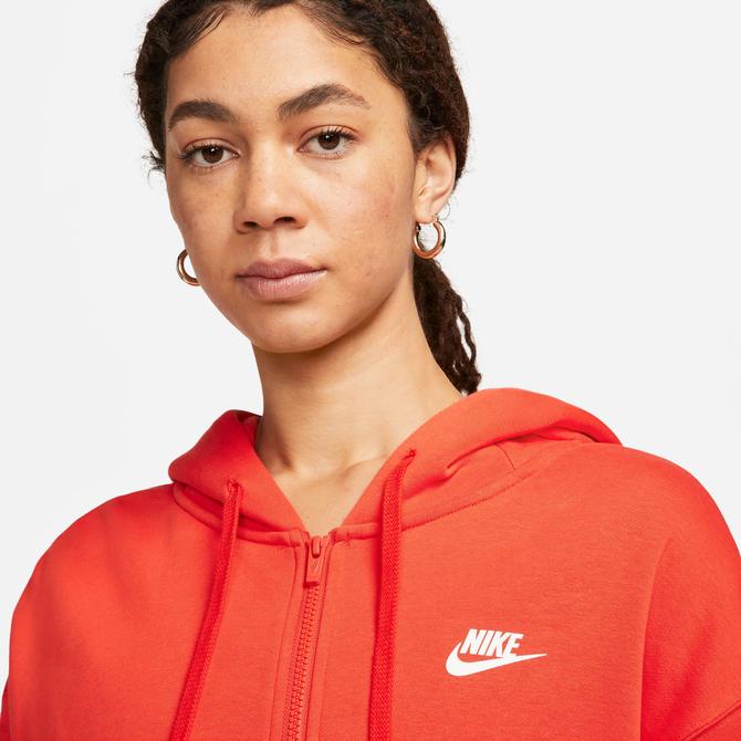  Nike Sportswear Fleece Full-Zip Hoodie Kadın Kırmızı Sweatshirt