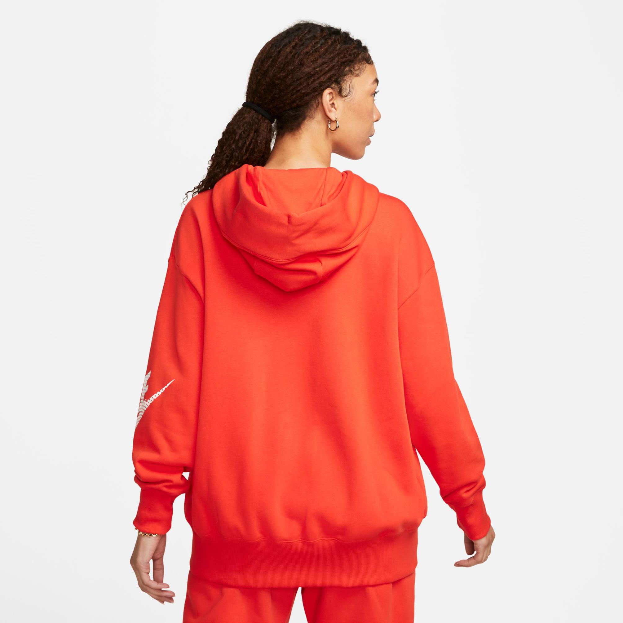  Nike Sportswear Fleece Full-Zip Hoodie Kadın Kırmızı Sweatshirt